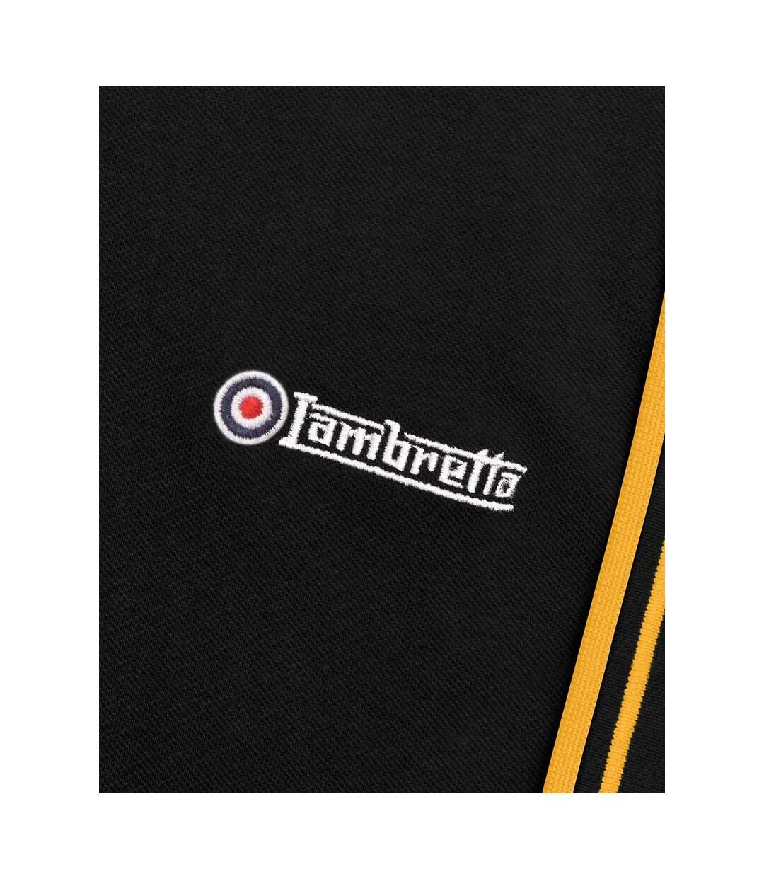 Mens Twin Tip Polo Shirt White Black Gold Lambretta-4