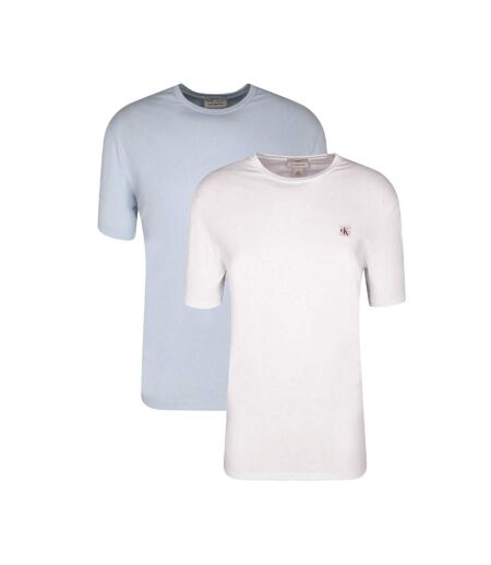 Lot de 2 t-shirts blanc/bleu homme calvin klein jeans ss badge