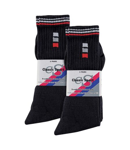 Chaussettes de sport blanches et noires pour homme par Sock Snob - 6 paires