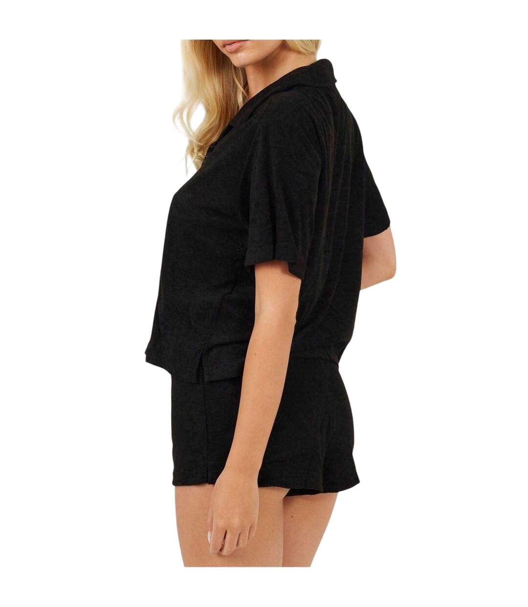 Womens/ladies Collared Loungewear Set Black Brave Soul-3