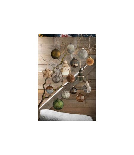 Lot de 6 Boules de Noël Perles 8cm Marron