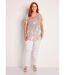 T-shirt long ample fleuri manches courtes-3