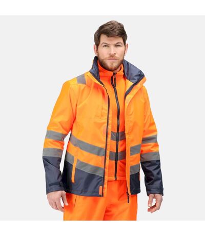 Mens 3 In 1 Hi-vis Jacket Orange Navy Regatta Professional