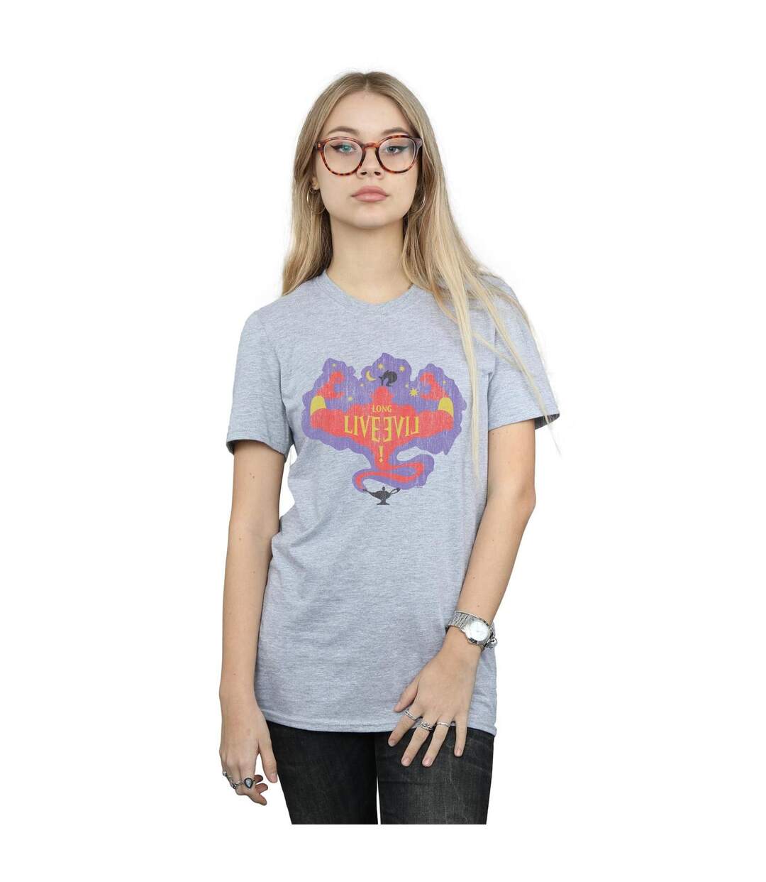 Disney - T-shirt THE DESCENDANTS GENIE LONG LIVE - Femme (Gris chiné) - UTBI20002-2