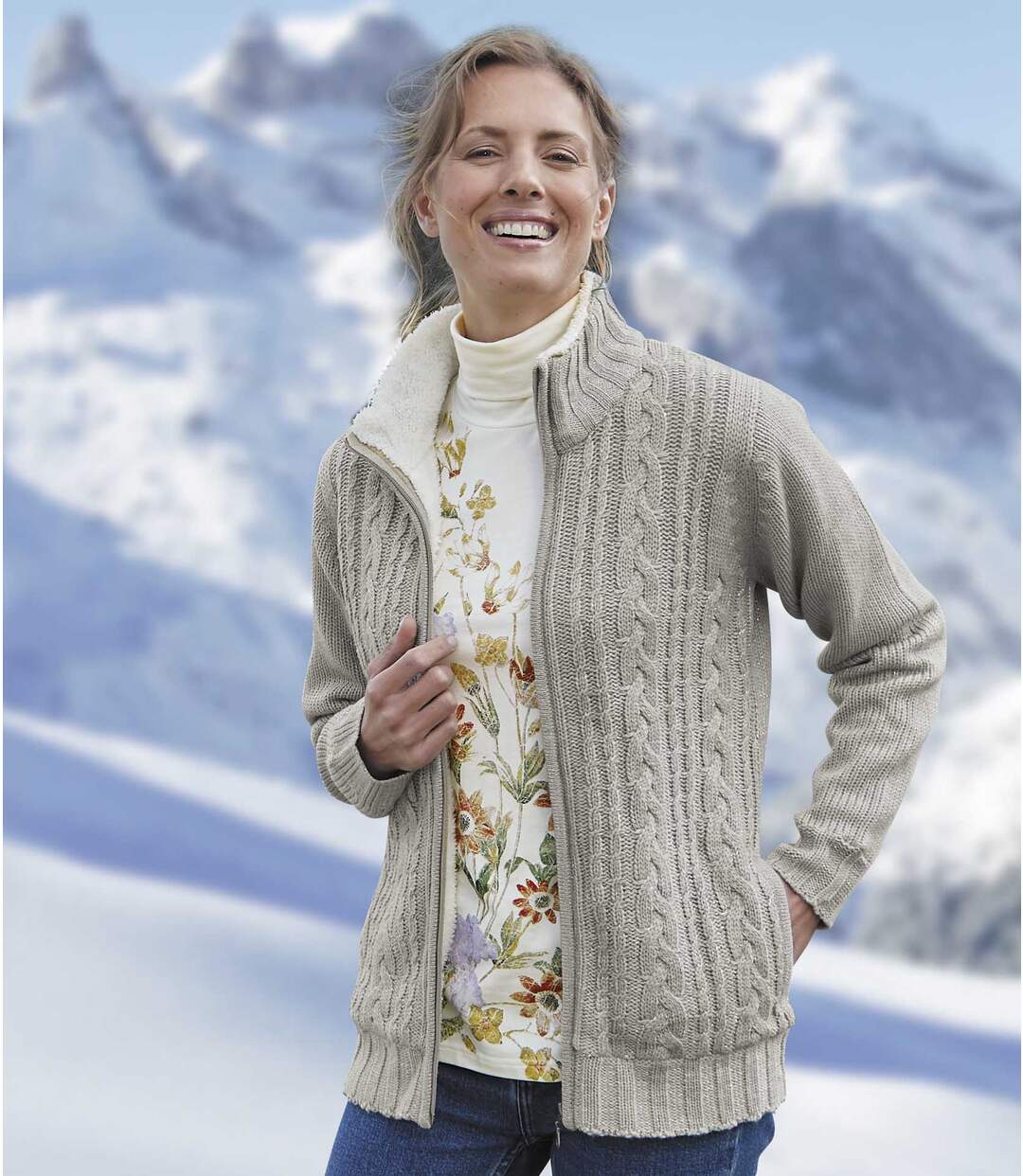 Hebký pletený svetr s fleecovou podšívkou Atlas For Men