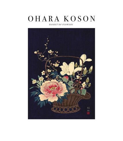 Ohara Koson - Imprimé BASKET OF FLOWERS (Noir / Multicolore) (40 cm x 30 cm) - UTPM6966