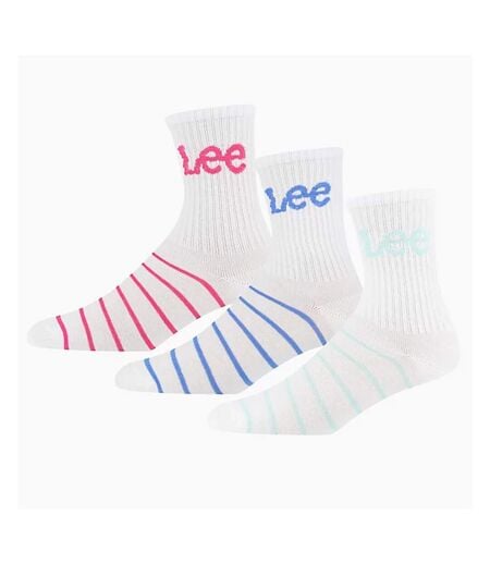 Chaussettes De Sport Style Rayures Contrastées Femme Blanc Lee