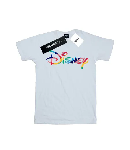 Disney T-shirt boyfriend en coton à logo arc-en-ciel pour femmes et hommes (Blanc) - UTBI37985