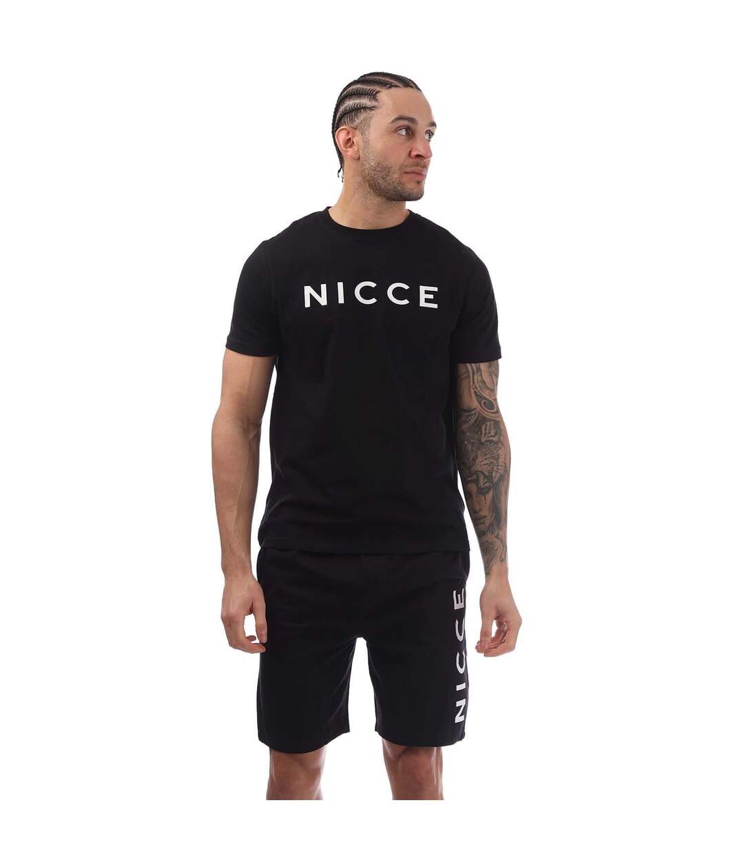 Ensemble T-shirt Et Short Détente Style Logo Homme Noir Nicce-2