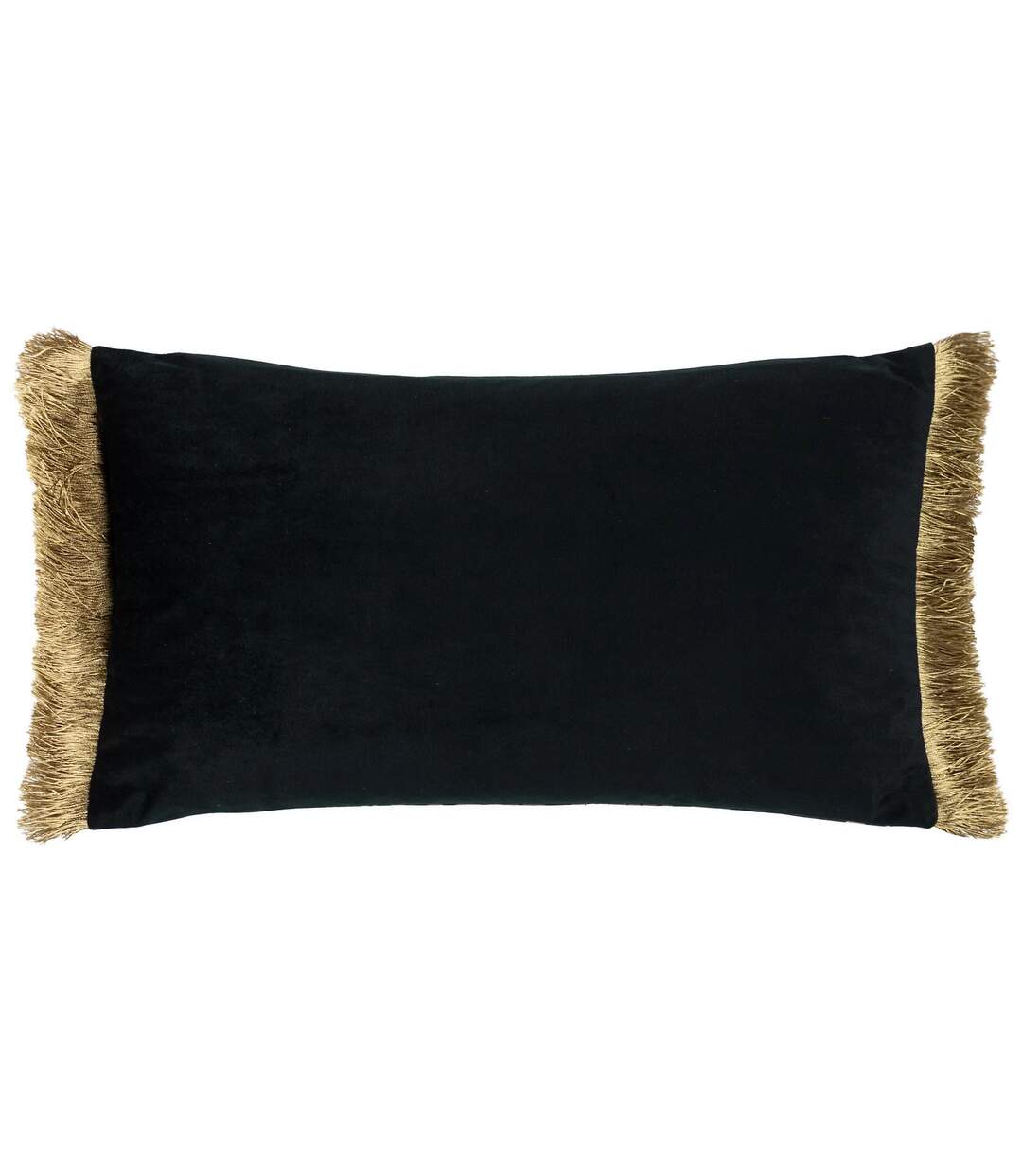 Moondusk fringed jacquard rectangular cushion cover 30cm x 50cm black/gold Paoletti