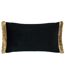 Paoletti Moondusk Fringed Jacquard Rectangular Throw Pillow Cover (Black/Gold) (30cm x 50cm)