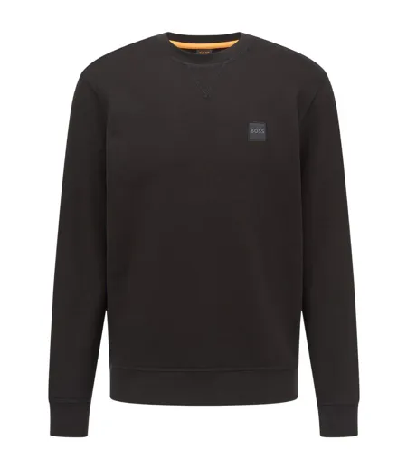 Mens Westart Premium Cotton Crew Neck Sweatshirt Black Boss