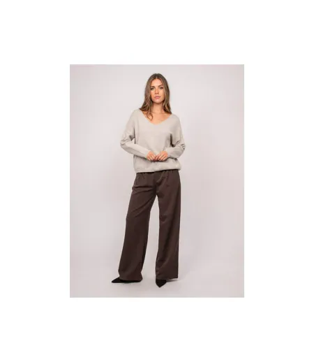 Pull maille fine col V paillettes KORAKA - Dona X Lisa