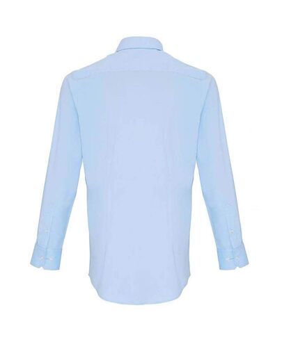 Premier Mens Stretch Fit Poplin Long Sleeve Shirt (Pale Blue)