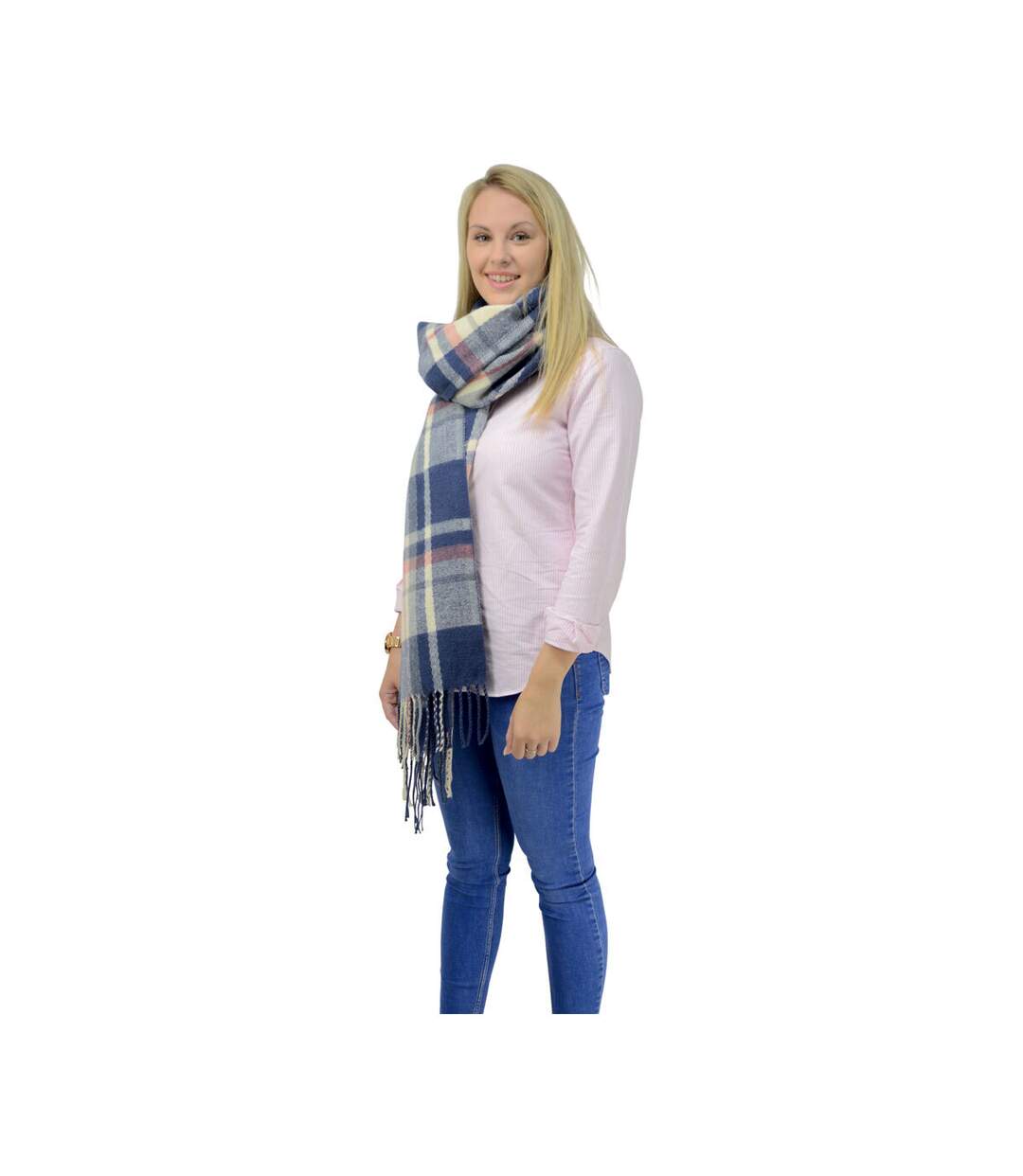 HyFASHION - Écharpe d'hiver - Femme (Bleu marine / Figue / Blanc) (Taille unique) - UTBZ4466-3