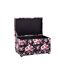 Coffre de Rangement Motif Fleurs 65cm Noir & Rose