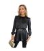 Womens/ladies Gold Detail Belted Long-sleeved Top Black AX Paris-2