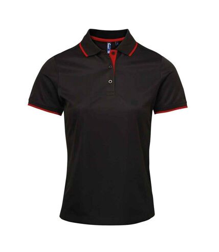 Polo coolchecker femme noir / rouge Premier