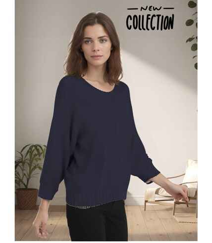 Pull femme manches longues - Couleur bleu marine