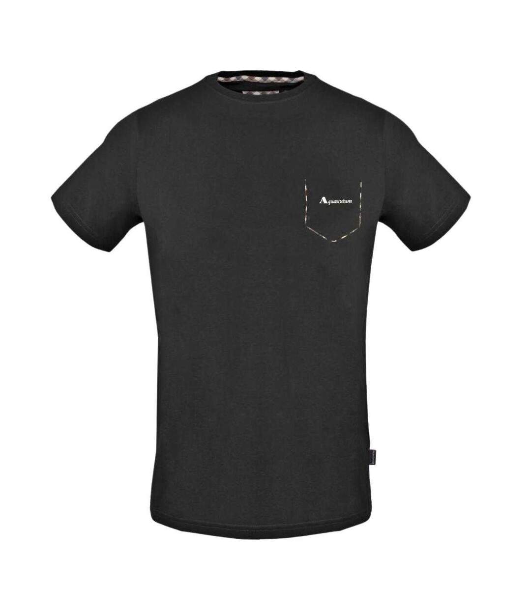 T-shirt Motif À Carreaux Homme Noir Aquascutum-1