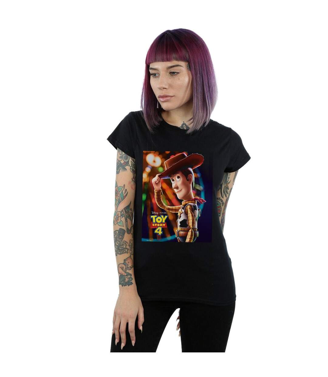 Disney T-shirt en coton Femme/Ladies Toy Story 4 Woody Poster (Noir) - UTBI44458-2
