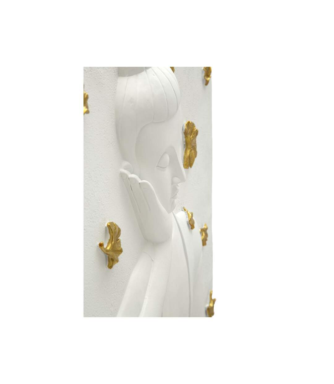 Décoration Murale en Résine Bouddha 55cm Blanc & Or-3