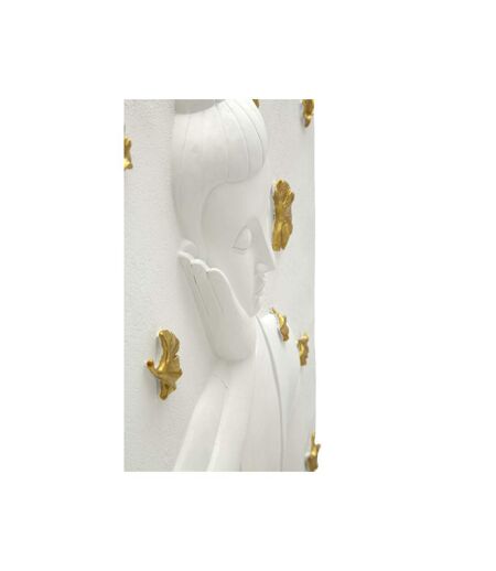 Décoration Murale en Résine Bouddha 55cm Blanc & Or