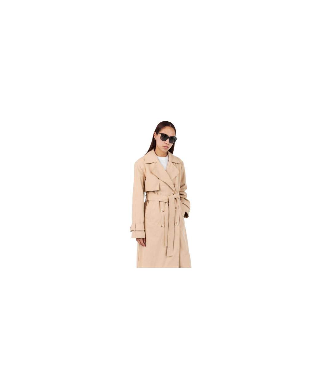 Womens/ladies Lapel Collar Trench Coat Beige 4th & Reckless-1