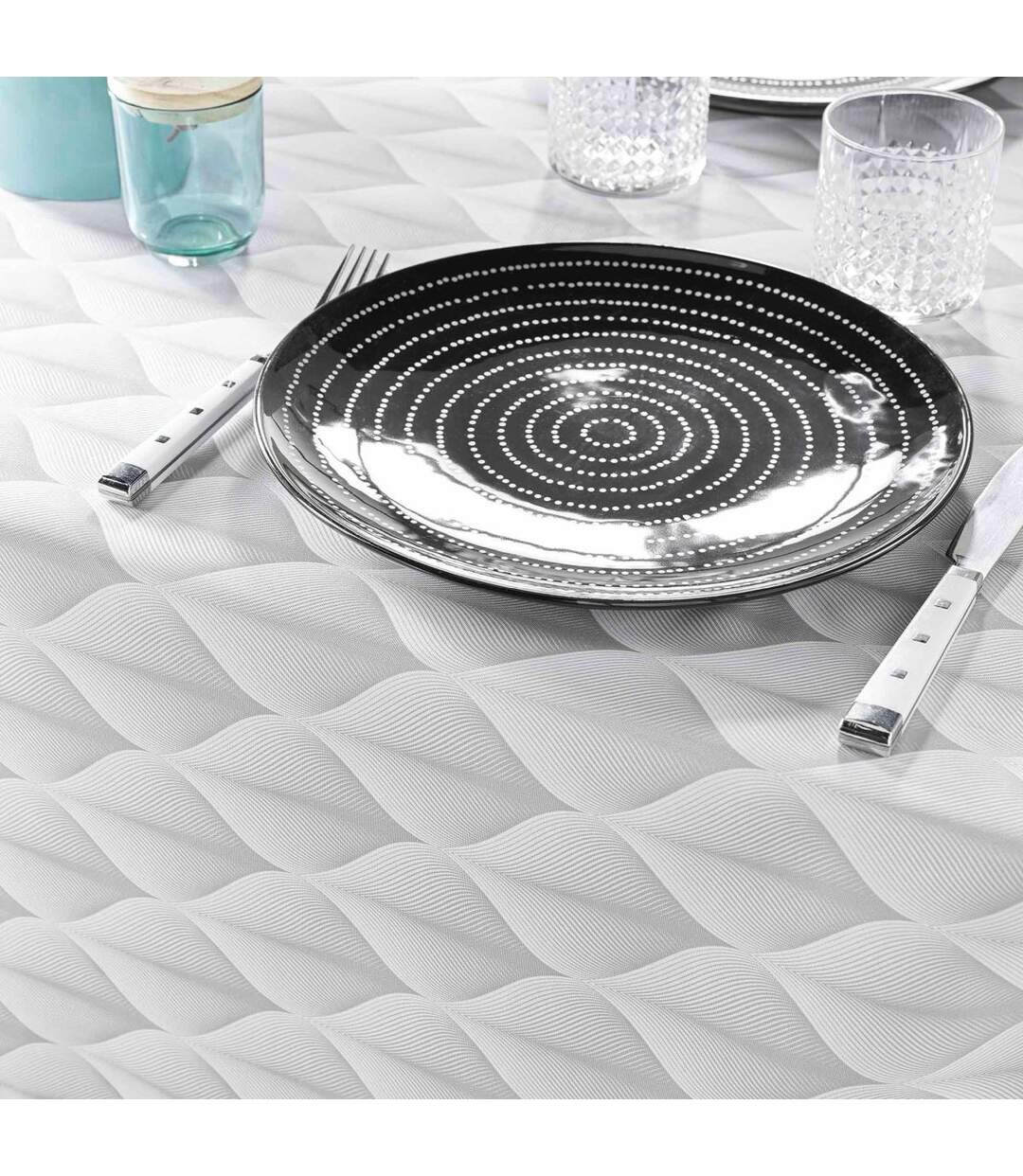Nappe Antitache Imprimé Kalini 150x240cm Gris-2