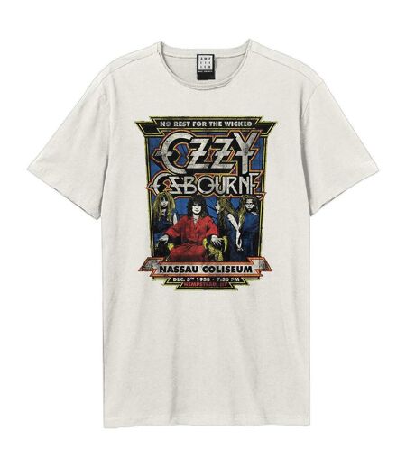 Unisex Adult No Rest For The Wicked Ozzy Osbourne T-shirt Vintage White Amplified