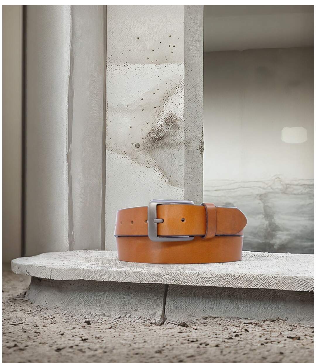 Ceinture en cuir pour homme de couleur camel - 100%  cuir vachette-3