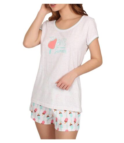 Pyjama short t-shirt Summer Bites blanc Admas