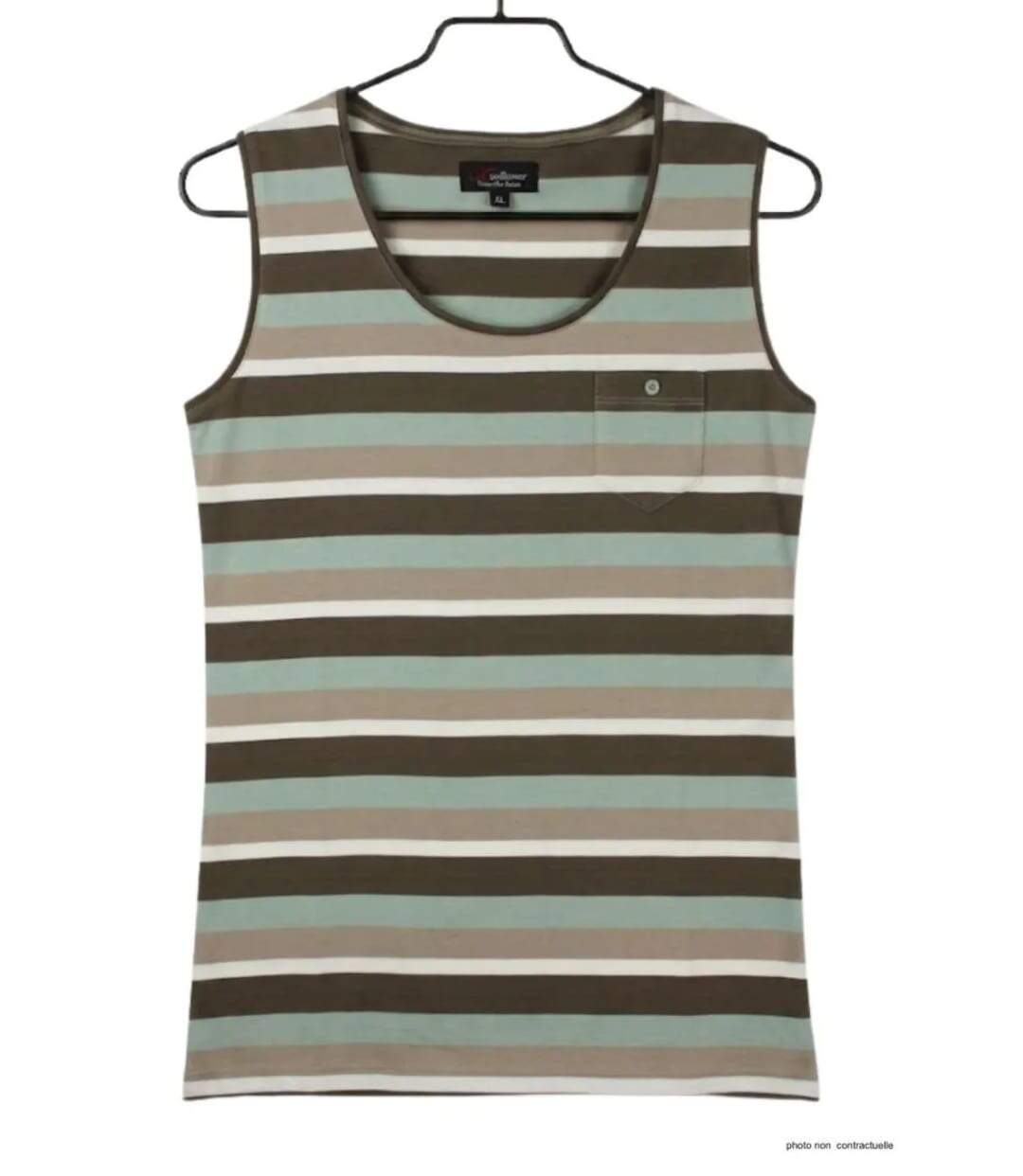 MAYFLOWER LILOU2 — Débardeur taupe / vert femme coton : l'équilibre parfait du confort casual chic-2