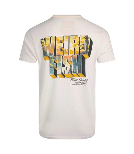Mens Wild Life Graphic Back Print T-shirt Dusty White Weird Fish