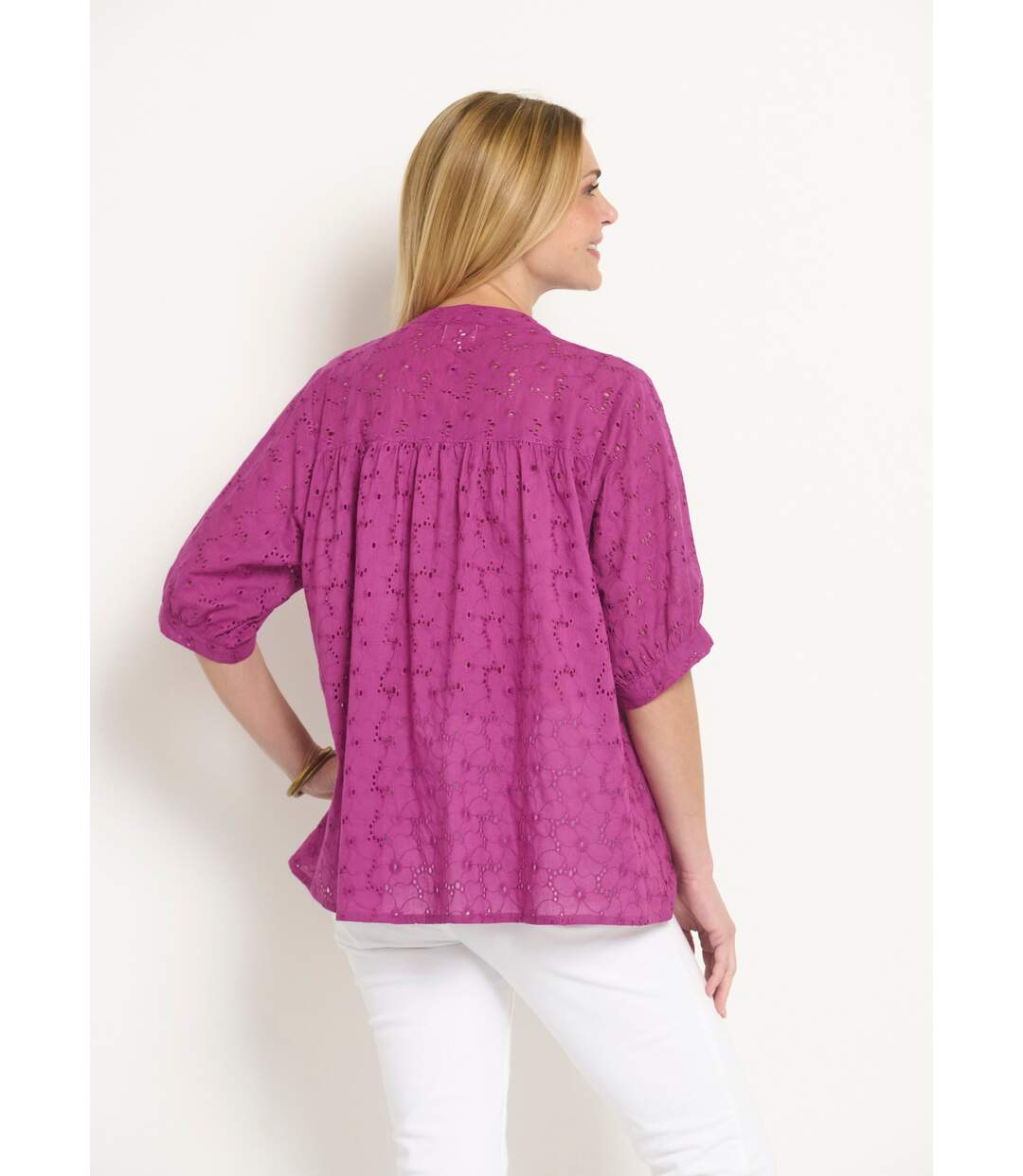 Blouse manches courtes broderie anglaise-2
