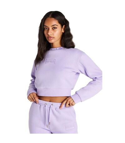 Womens/ladies Crop Sweatshirt Lilac SikSilk