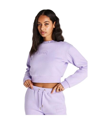 Womens/ladies Crop Sweatshirt Lilac SikSilk