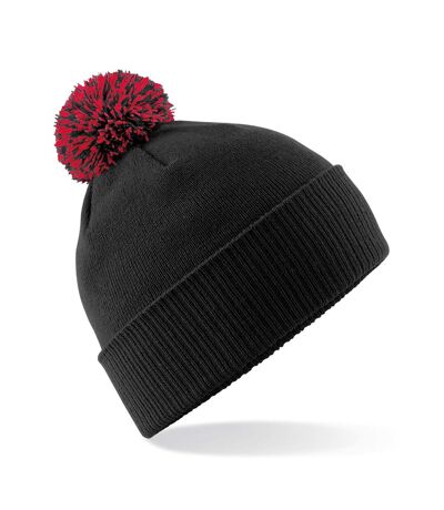 Bonnet snowstar adulte noir / rouge classique Beechfield