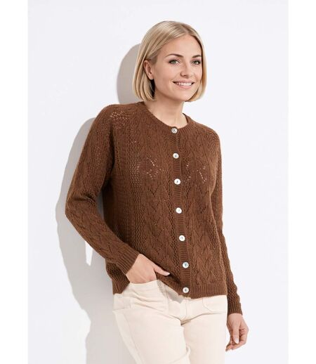 Gilet boutonné ajouré avec laine et cachemire