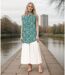 Tunique éclatante à  Fleurs Vertes - Blouse Sans Manches pour Femme-4