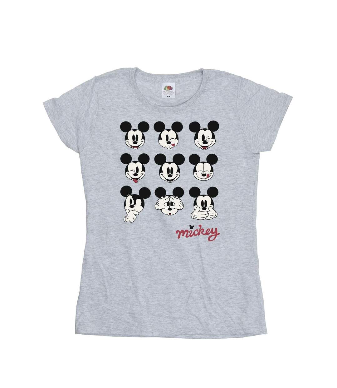 Disney T-shirt en coton Femme/Ladies Mickey Mouse Many Faces (Gris sportif) - UTBI33194-1