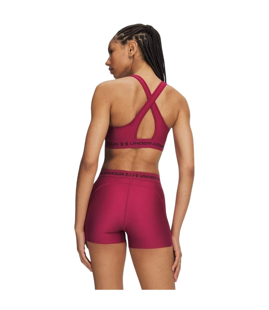 Womens/ladies Medium Impact Sports Bra Claret Under Armour-2