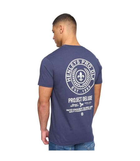 Mens henstamp cotton t-shirt navy Henleys