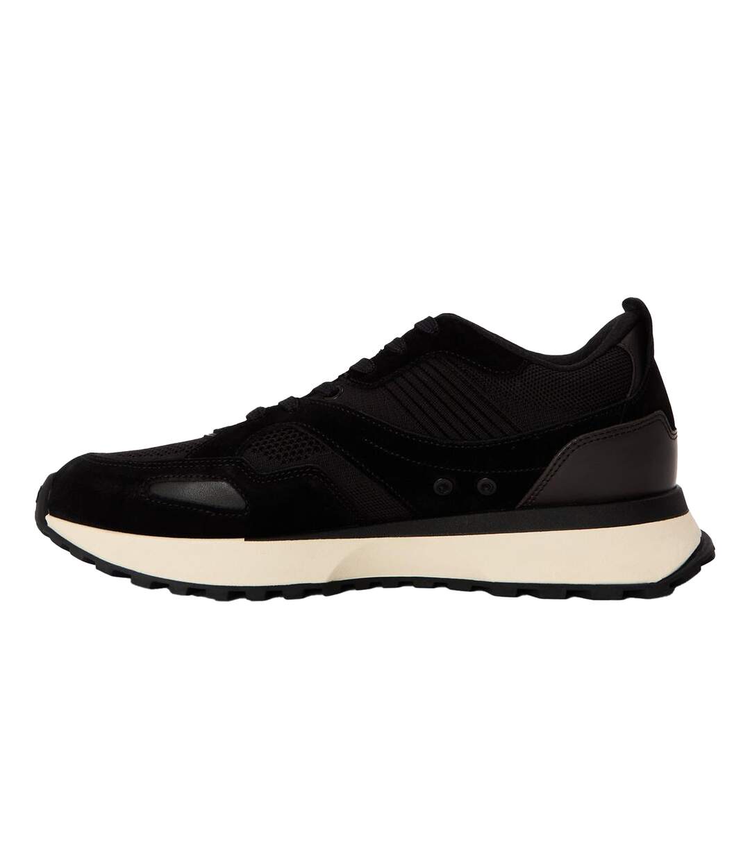 Mens Jonah Run Leather Trainers Black Boss-2