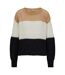 Womens/ladies Colour Block Crew Neck Sweater Top Black White Beige Boss-2