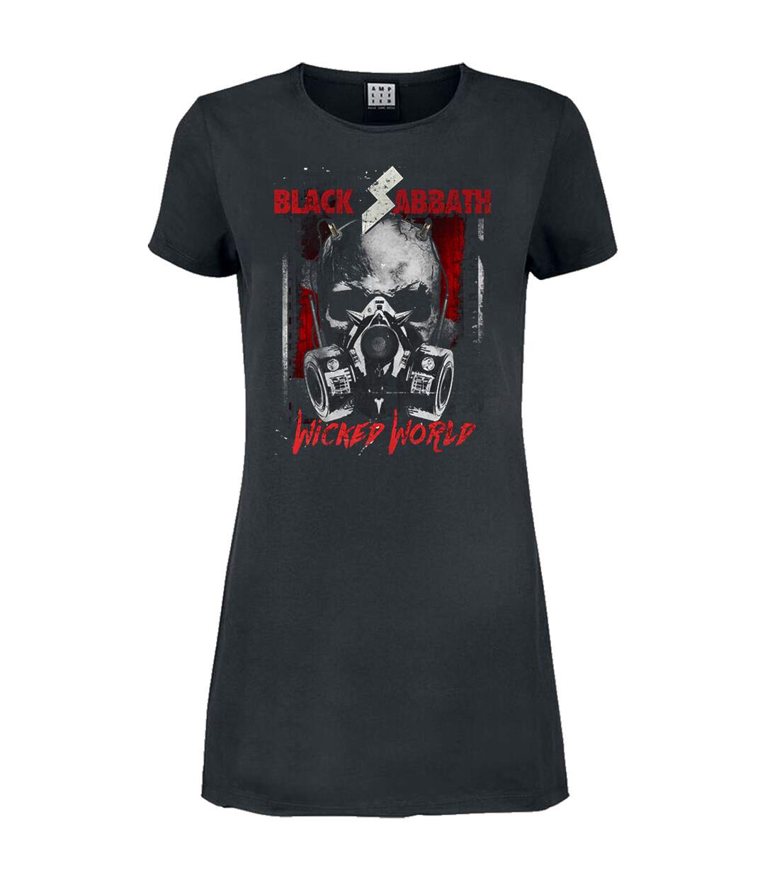 Womens/ladies wicked world black sabbath t-shirt dress charcoal Amplified-1