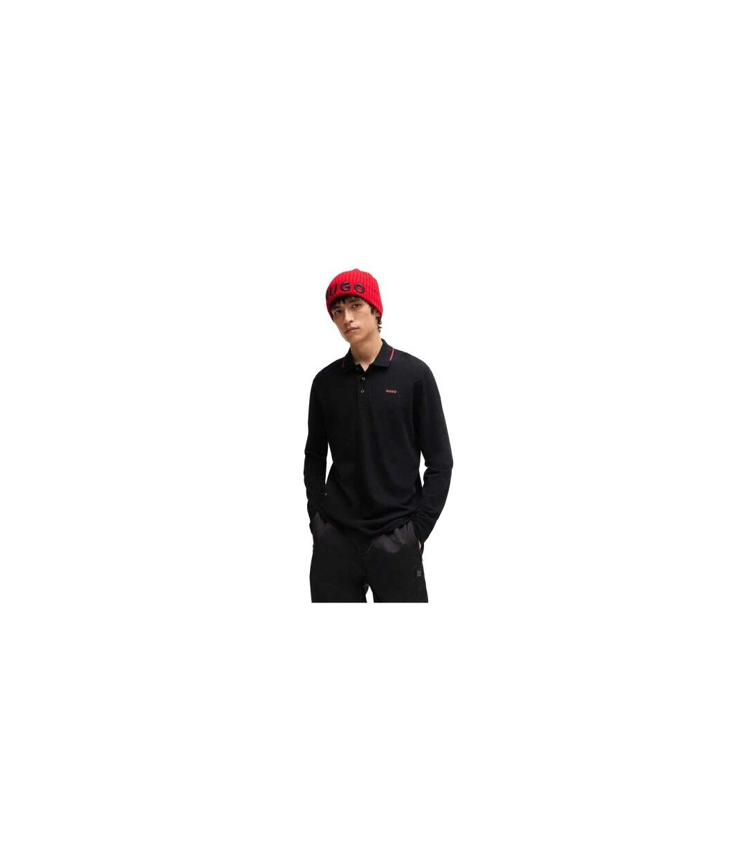 Mens Derriko Long-sleeved Polo Shirt Black Hugo-1