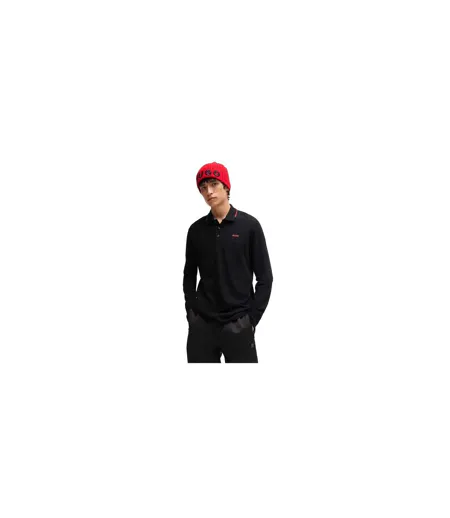 Mens Derriko Long-sleeved Polo Shirt Black Hugo