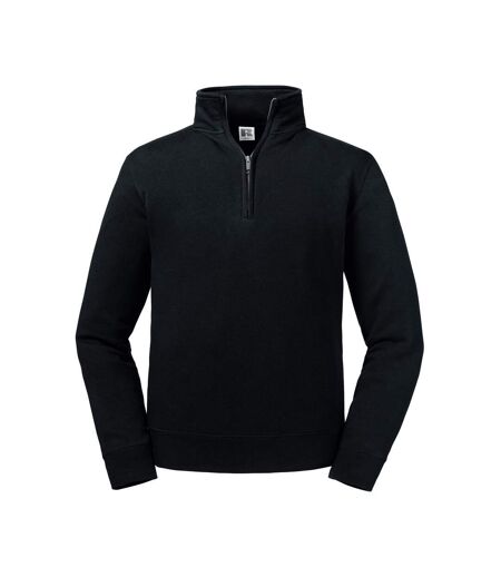 Russell Mens Authentic Zip Neck Sweatshirt (Black)