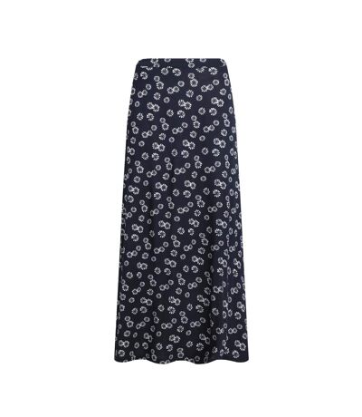 Womens/ladies medivet floral jersey maxi skirt navy blue Weird Fish